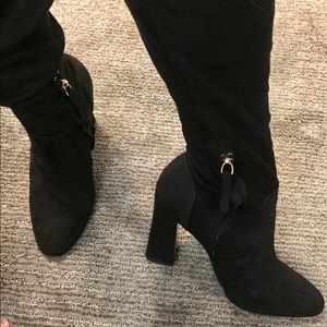 Thigh high suede boots